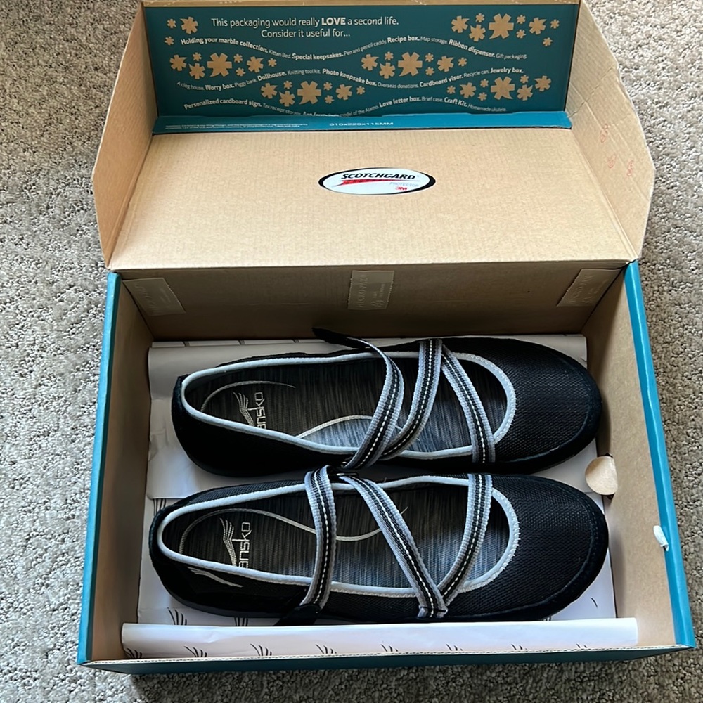 Brand new, never worn black and grey Dansko walking shoes.